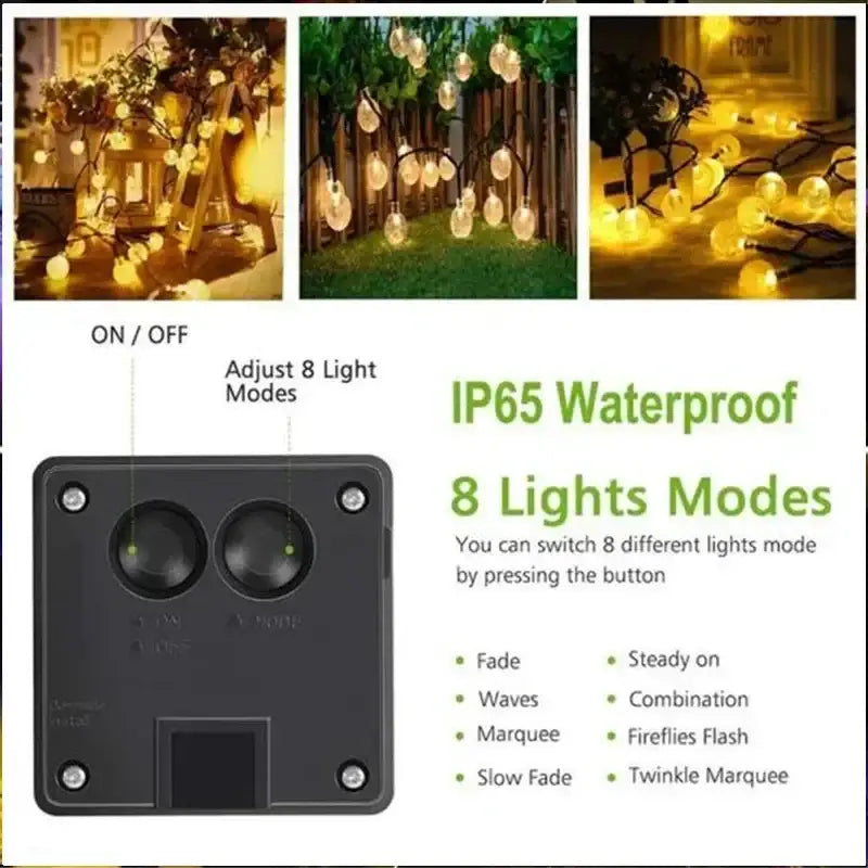 Black rectangular solar-powered light controller with buttons and power slot for decorbites crystal fairy solar string lights