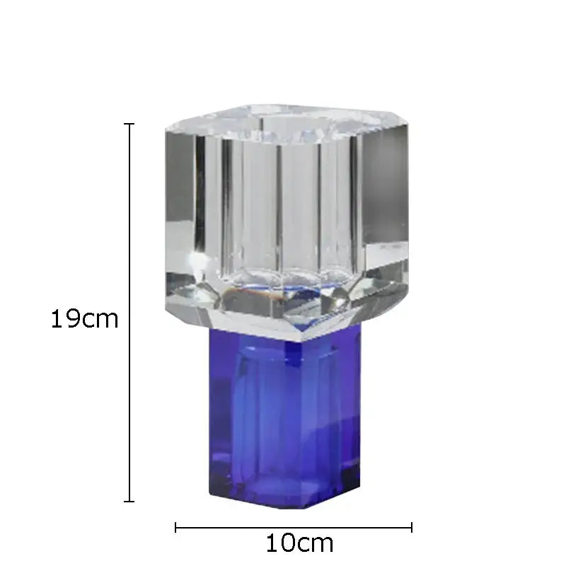 Crystal fish clear glass vase with deep blue hexagonal glass candle holder for living room decor