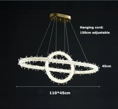 Crystal flower led ring chandelier with interlocking clear crystal beads and gold-toned mount for dining room decorbites crystal flower