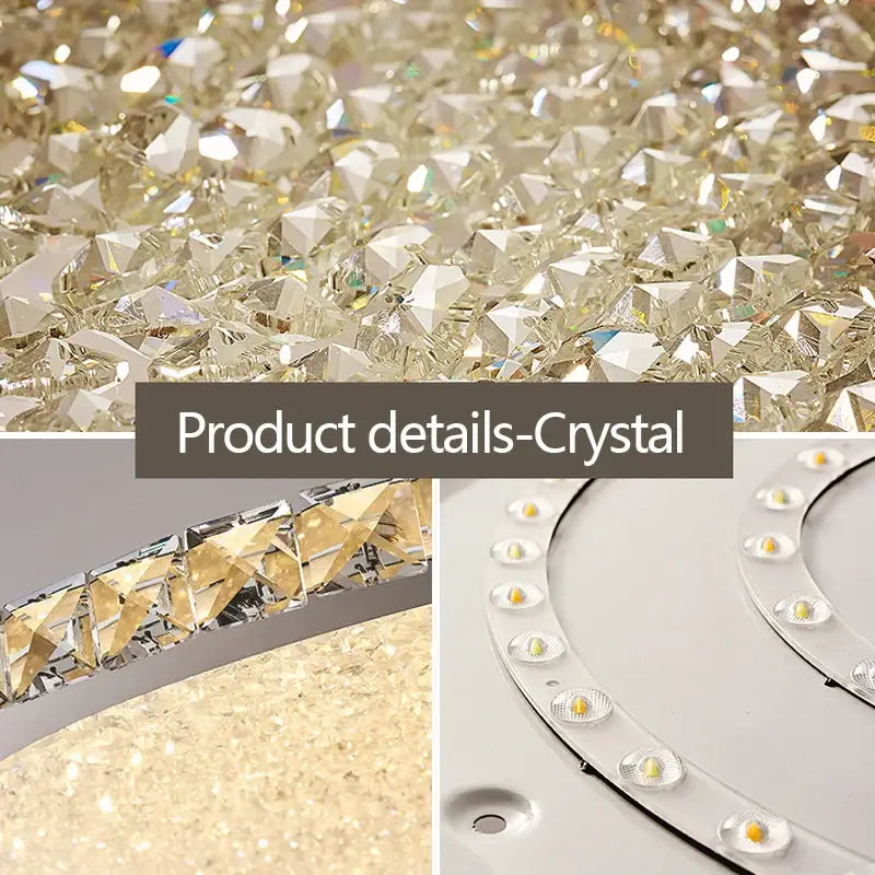 Crystal round ceiling lamp with frosted glass and gold-toned faceted crystals for living room decorbites ceiling lamp