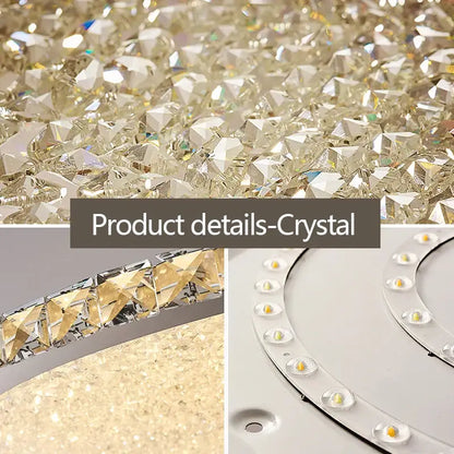 Crystal round ceiling lamp with frosted glass and gold-toned faceted crystals for living room decorbites ceiling lamp