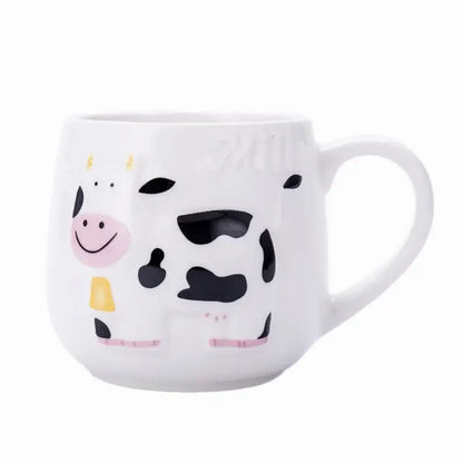 White ceramic cow ceramic mug with cheerful black-spotted cartoon cow for kitchen decorbites cow ceramic use