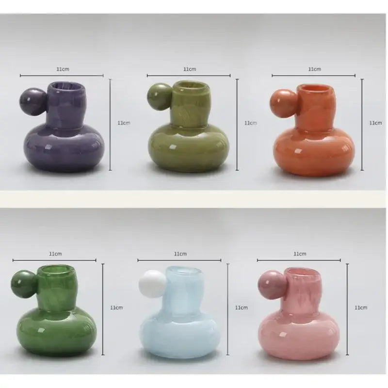 Six ceramic candle holders with glossy finish and round bulbous base decorbites cute glass ball living room decor
