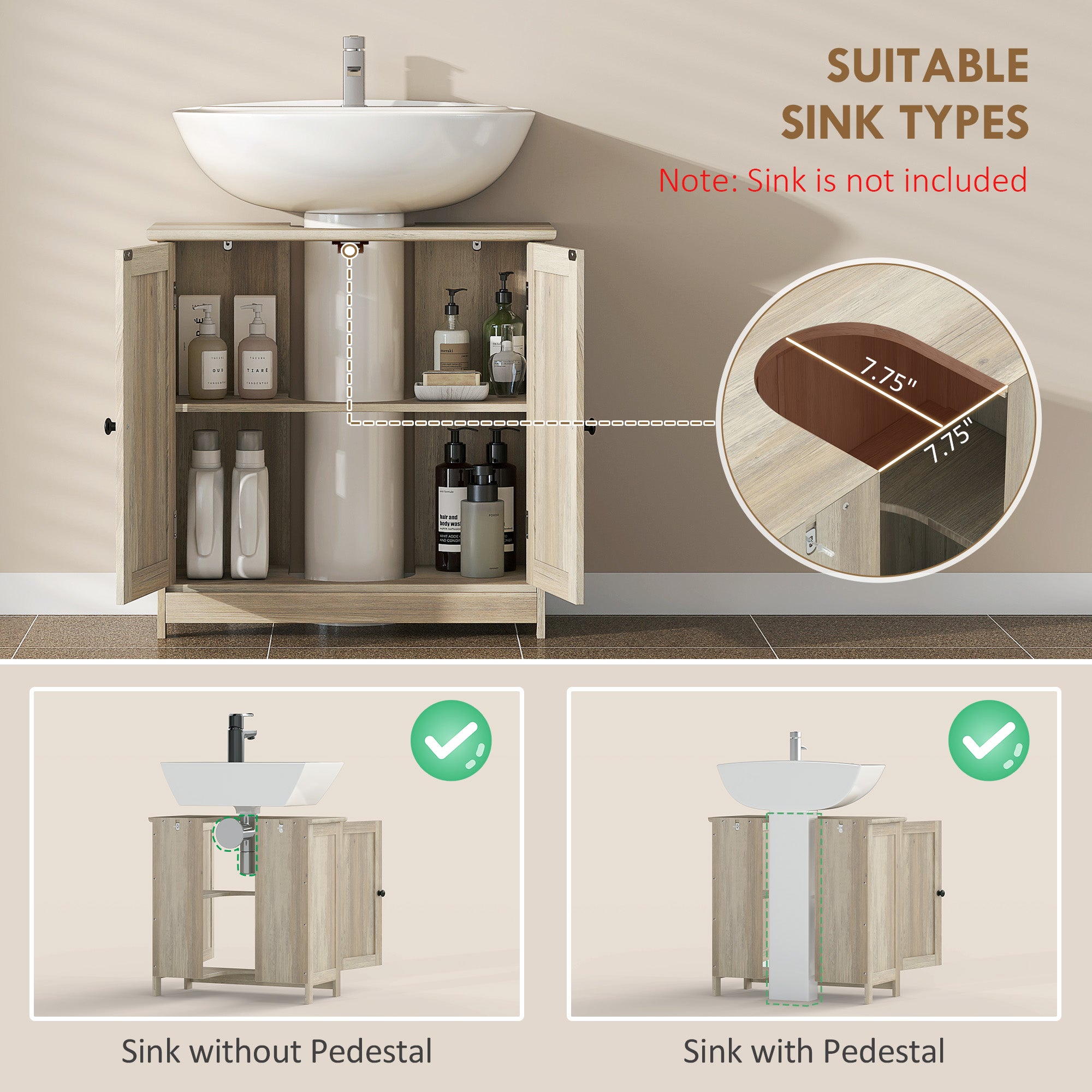 Wood Vanity Cabinet Elegant Design Bathroom