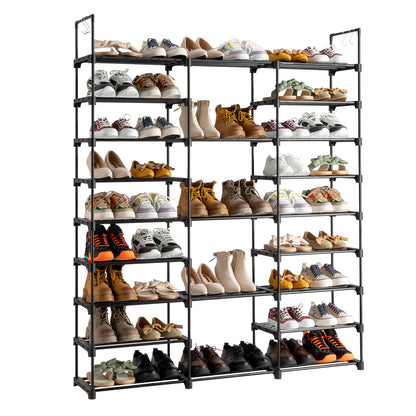 9-stufiges Schuhregal-Aufbewahrungssystem Schuhregal-Organizer für den Eingangsbereich Fassend für 50-55 Paar Schuhe, stapelbares Schuhschrank-Schuhregal