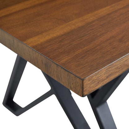 Indoor Dining Table With Metal Legs,Walnut