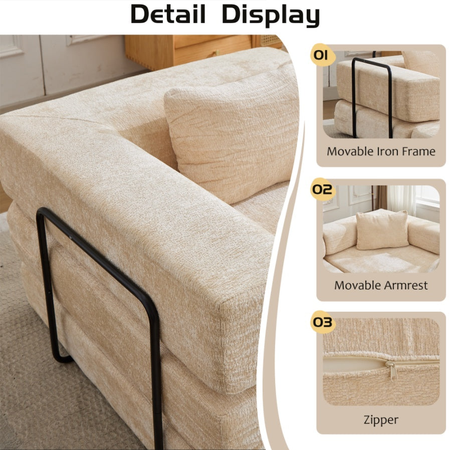 Beige Chenille Sofa Bed