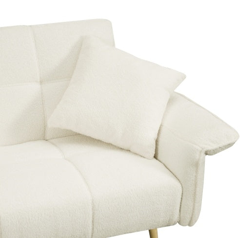 70.1 Futon-Sofabett, Umwandelbares Doppelsofabett mit Klappbaren Armlehnen für Wohnzimmer und kleine Räume