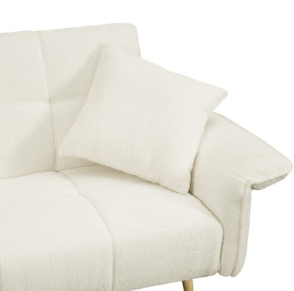 70.1 Futon-Sofabett, Umwandelbares Doppelsofabett mit Klappbaren Armlehnen für Wohnzimmer und kleine Räume