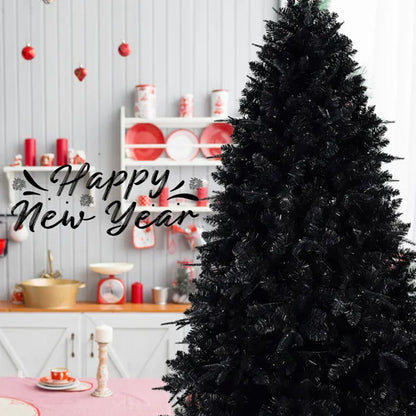 1,52 m hoher schwarzer Weihnachtsbaum mit 250 weißen LED-Lichtern, 1076 Spitzen PE+PVC künstlicher Baum für Halloween- und Feiertagsdekoration, Scharnierstruktur mit stabilem Metallständer