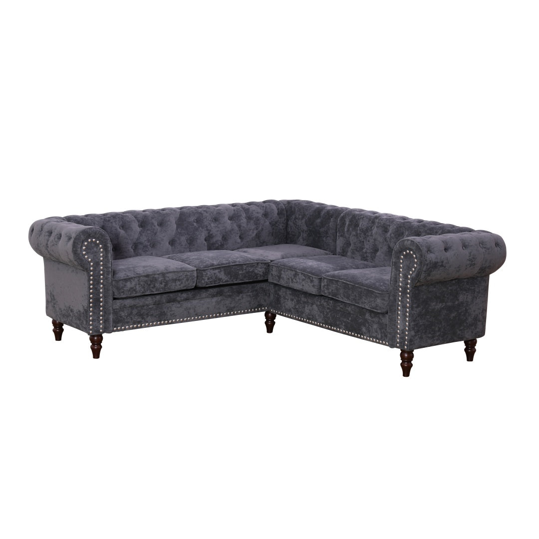 Schwarzes Flanell 2-teiliges Sofa-Set für das Wohnzimmer