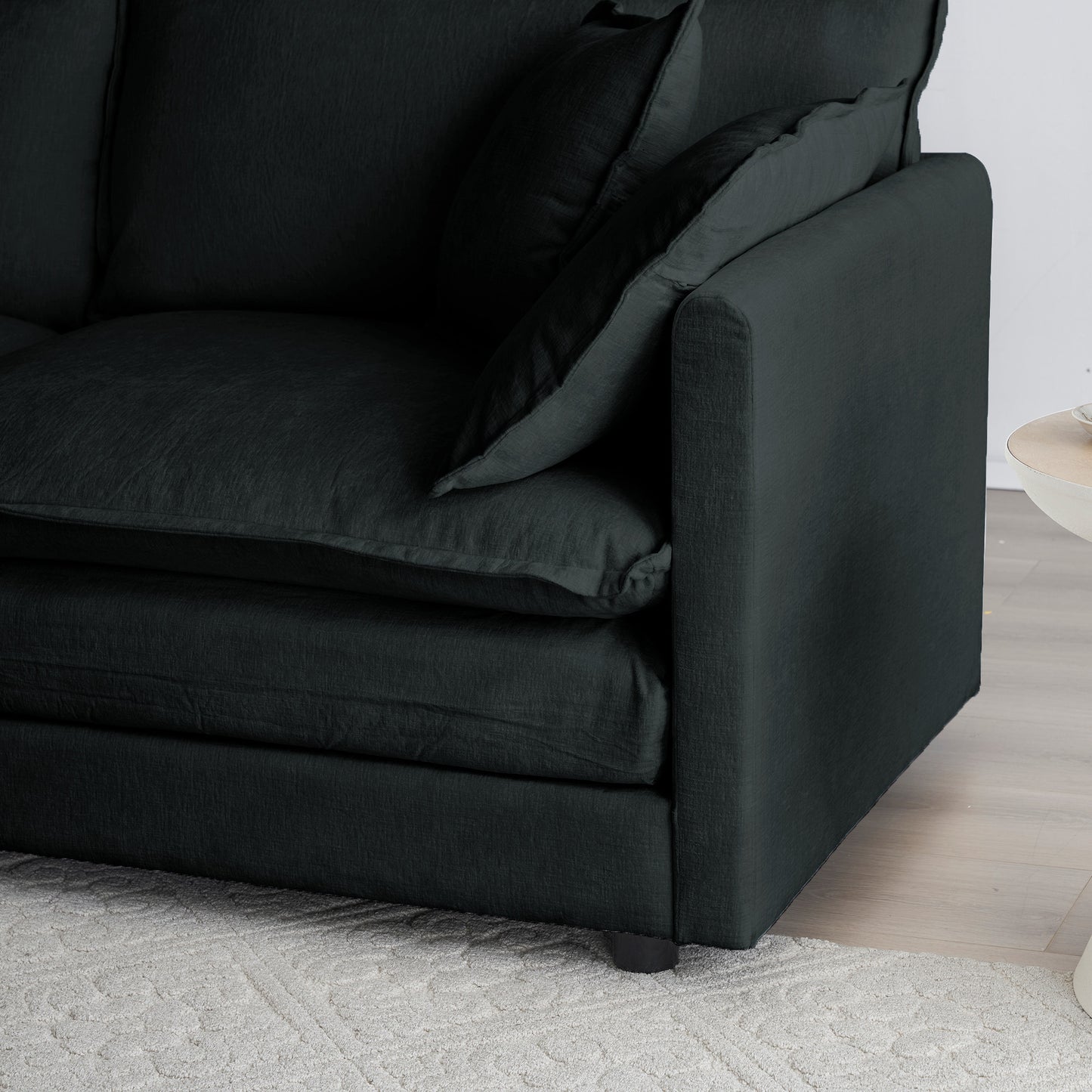 Modern Fabric Loveseat Sofa Couch For Living Room, Upholstered Large Size Deep Seat 2-Seat Sofa With 4 Pillows