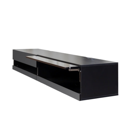 180 Wandmontierter Schwebender 80-Zoll-Fernseherständer mit 20-farbigen LEDs und Ladestation
