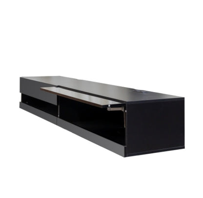 180 Wandmontierter Schwebender 80-Zoll-Fernseherständer mit 20-farbigen LEDs und Ladestation