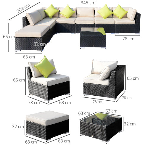 Black Rattan Corner Sofa