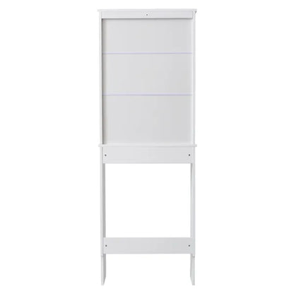 Fralimk 23,6*8,7*67 Zoll Lagerung über der Toilette, Badezimmer-Organizer und Lagerung über Toilettenschrank, Badezimmer-Organizer hinter der Toilette mit zwei lamellierten Türen, Weiß