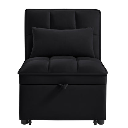 4-in-1 Multifunktions-Einzelsofa-Bett mit Stauraumtaschen, Gepolstertes Einzel-Auszug-Sofa-Bett mit verstellbarer