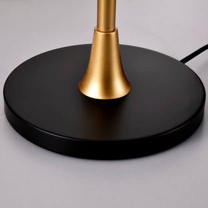 Stehlampe für das Wohnzimmer mit beigefarbenem Lampenschirm, hohe industrielle Stehlampe zum Lesen für das Schlafzimmer, Büro – Glühbirne nicht enthalten – Mattschwarz Mattgold