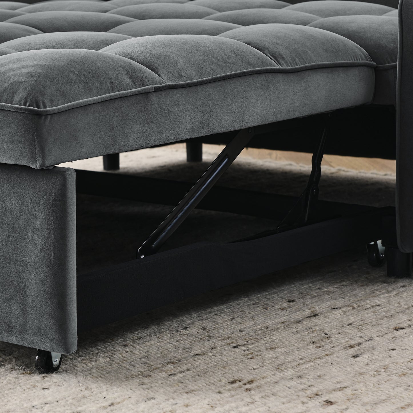 Loveseat Sofa Bed Pull-out, Adjustable Back, Arm Pockets, TypeC & USB Charging