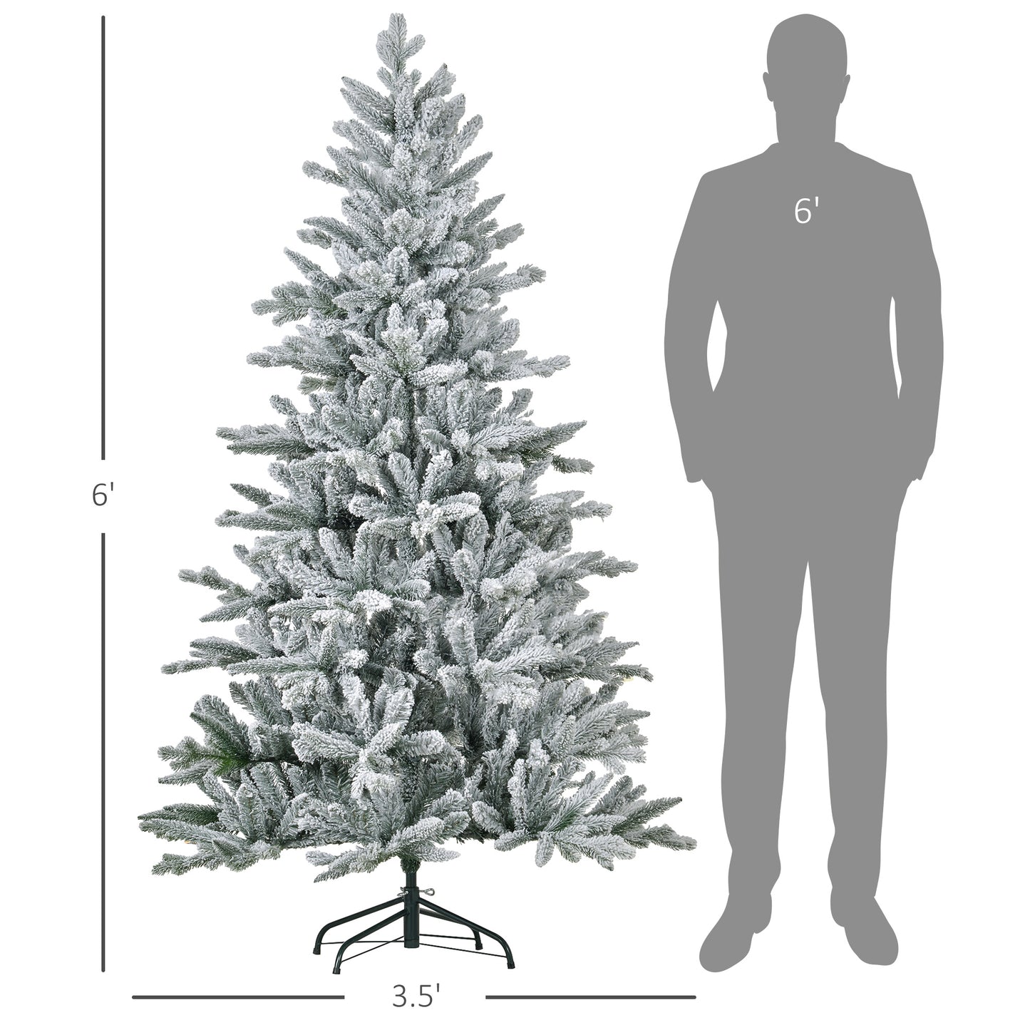 HOMCOM 1,80 m künstlicher Weihnachtsbaum mit Schneebeschichtung und 994 Zweigen, klappbarem Metallständer, einfacher Montage, gefalteter Weihnachtsbaum für Zuhause, Büro, Feiertage, Grün