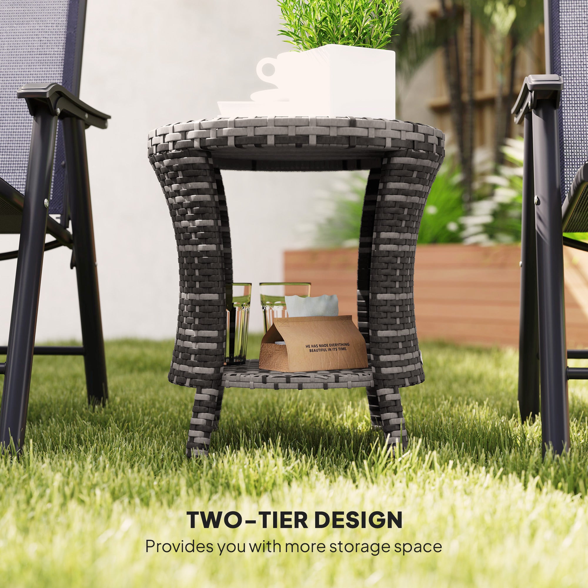 Gray Rattan Outdoor Table