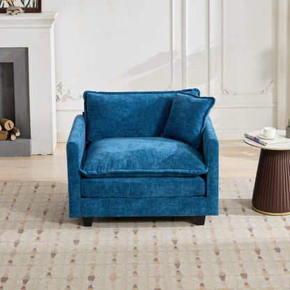 Cloud-Sofa Einzelsitz Armlehnen nicht enthalten, modernes Ecksofa, für Wohnzimmer, Schlafzimmer und Wohnung, bequeme zweischichtige gepolsterte Sitzkissen, atmungsaktiver Chenille-Stoff, Blau