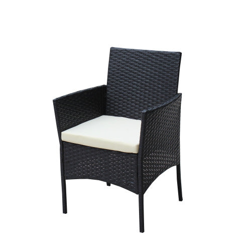 4er-PC-Rattan-Patio-Möbel-Set für den Außenbereich mit gepolsterten Sitzen Korbsofa Beige Polster
