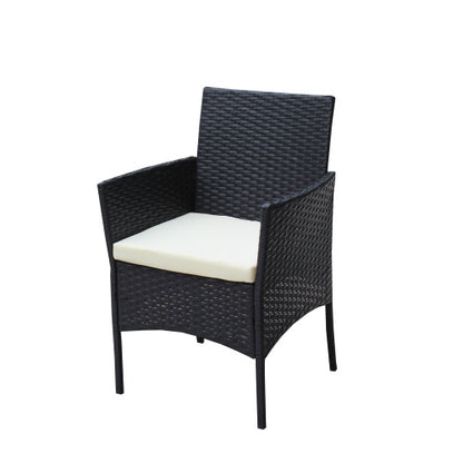4er-PC-Rattan-Patio-Möbel-Set für den Außenbereich mit gepolsterten Sitzen Korbsofa Beige Polster