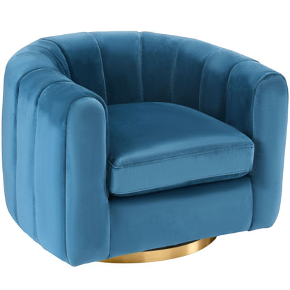 Ein einssitziges, rotierendes Sofa, bezogen mit Samtstoff