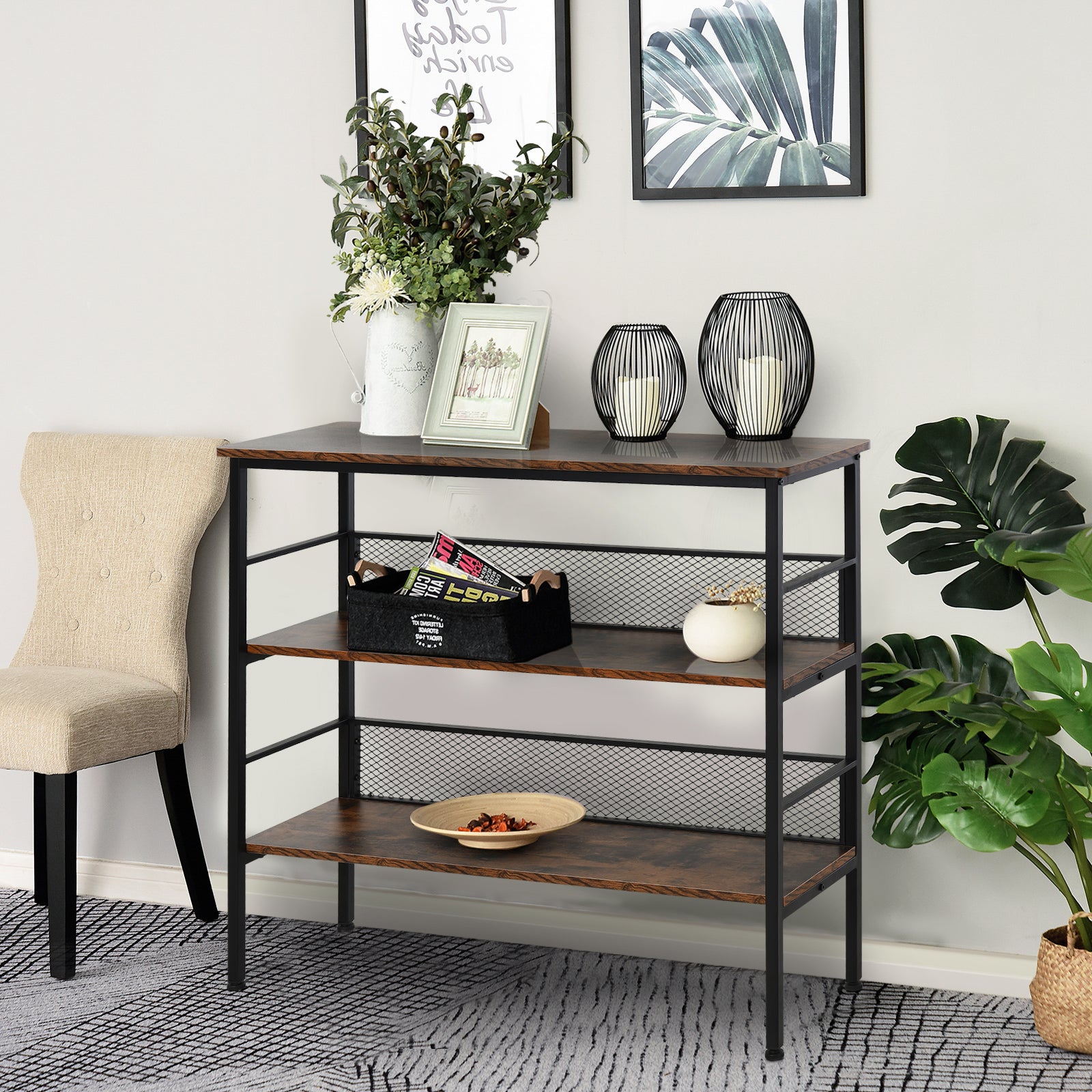 Rustic Metal Console Table