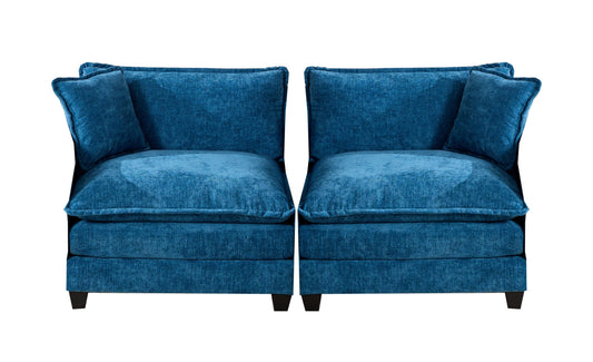 Cloud-Sofa mit zwei Sitzplätzen. Das Kissen auf der Armlehne nicht enthalten, modernes Ecksofa, für die Wohnung, bequeme doppellagige gepolsterte Sitzkissen, atmungsaktiver Chenille-Stoff, Blau