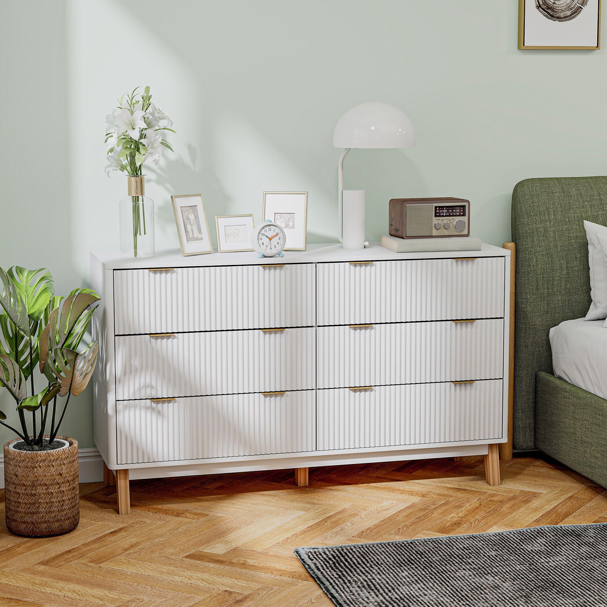 White Fluted Double Dresser