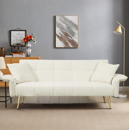 70.1 Futon-Sofabett, Umwandelbares Doppelsofabett mit Klappbaren Armlehnen für Wohnzimmer und kleine Räume