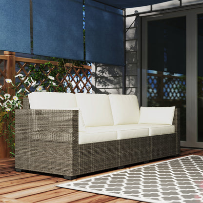 Patio Couch PE Deep Seating Outdoor Sofa with Removable Cushions