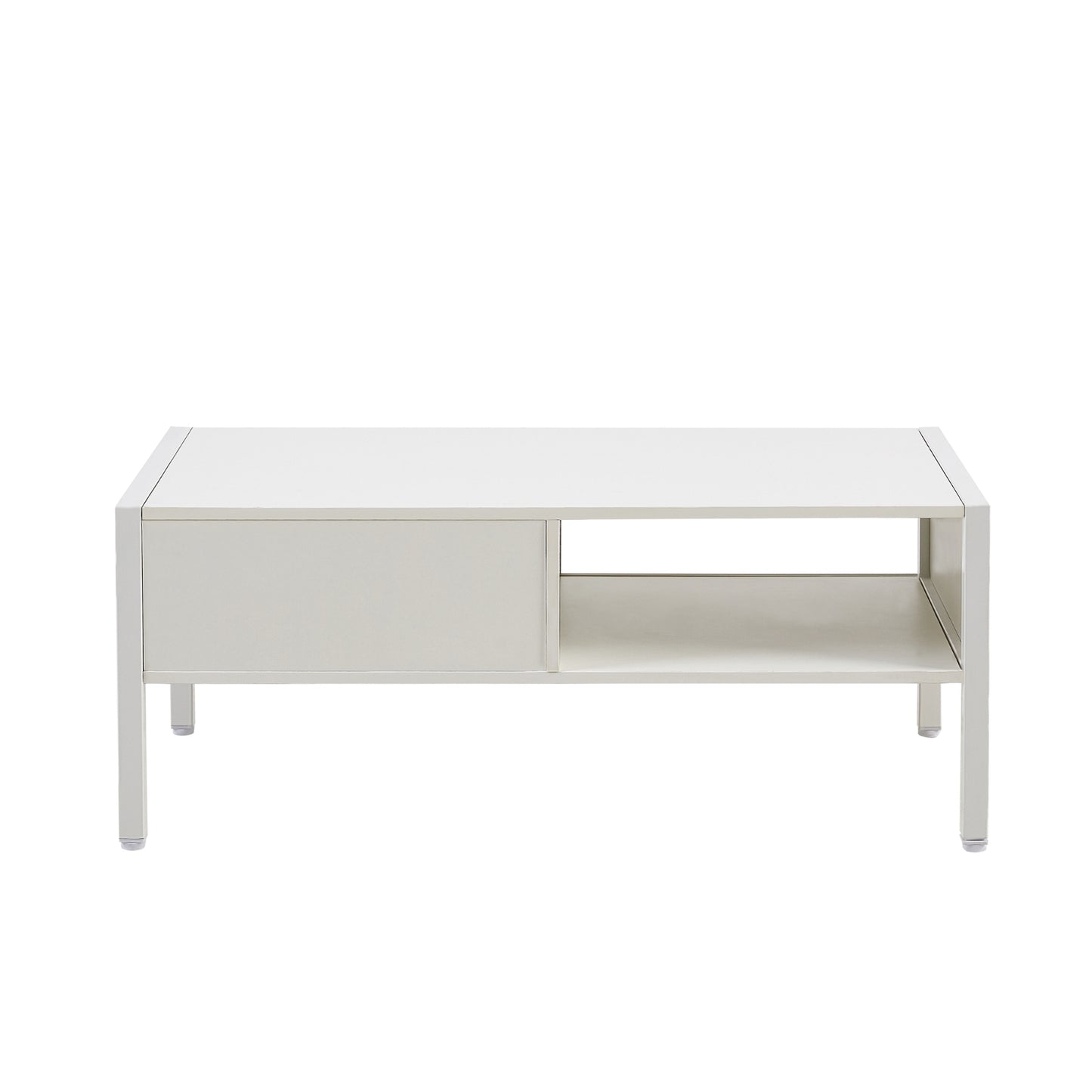 40,16 Couchtisch aus Rattan mit Schiebetür, Metallbeine - Modernes Wohnzimmer