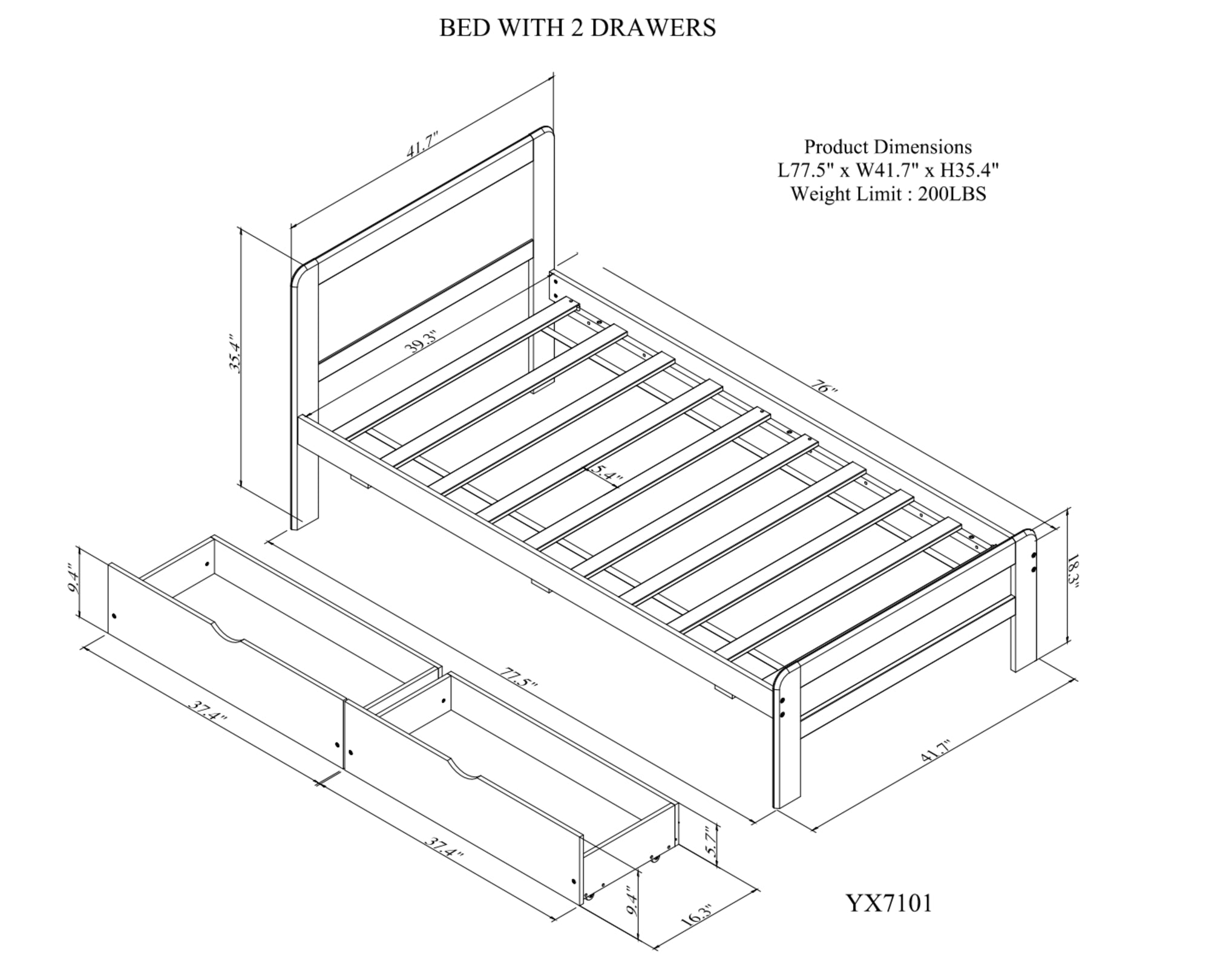 Walnut Platform Bed Frame