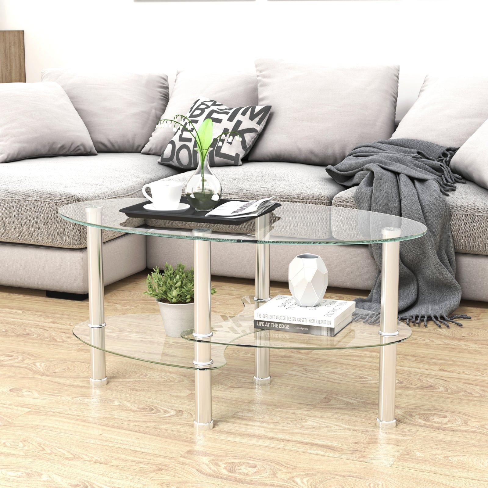 Glass Oval Coffee Table