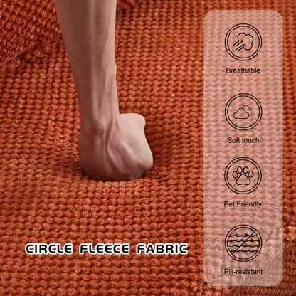 Kompressions-Mahjong-Sofa, Umwandelbares Boden-Sofabett, DIY Knochenloses Modulares Sektionalsofa, Keine Montage erforderlich, Kreisförmiger Fleece-Stoff, Überdimensioniertes 4-Sitzer-Sofa mit 2 Hocker, Orange
