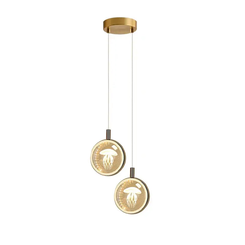 Gold-toned dandelion crystal ball jellyfish pendant light with circular glass shades for dining room decorbites dandelion crystal
