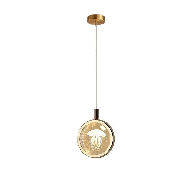 Gold-toned dandelion crystal ball jellyfish pendant light with circular design for dining room decorbites dandelion crystal