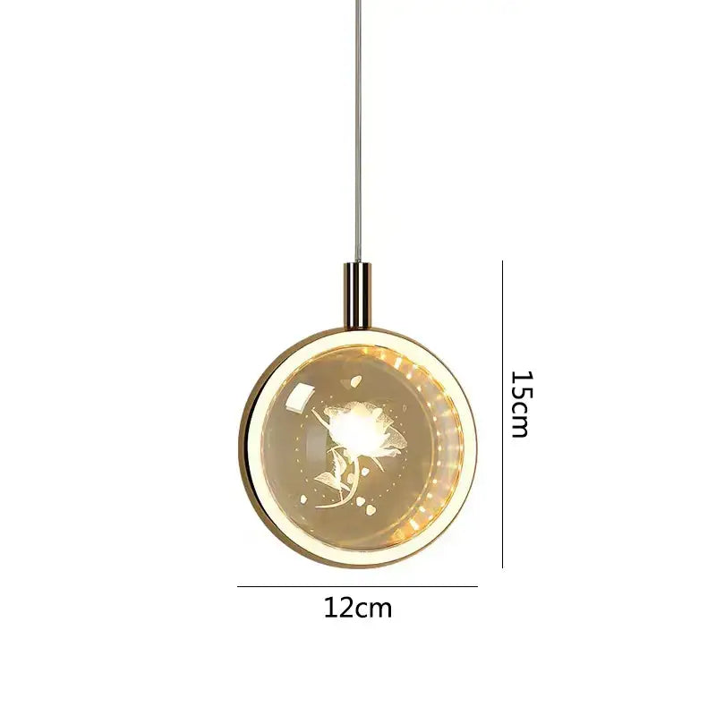 Dandelion crystal ball jellyfish pendant light with gold metal frame and illuminated floral glass globe for dining room decor