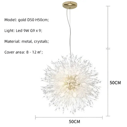 Gold-finished metal dandelion gold chrome chandelier with sparkling crystal arms for dining room decorbites dandelion gold