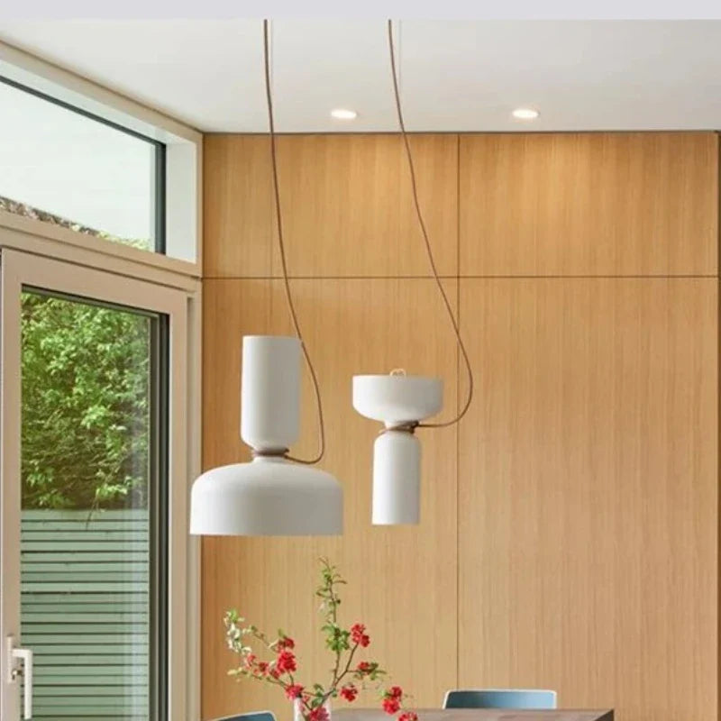 Danish Art Wrought Iron Pendant Light in Black or White