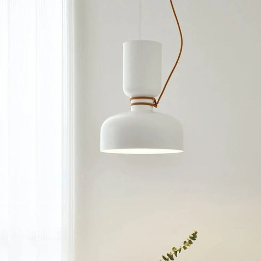 Danish Art Wrought Iron Pendant Light in Black or White - Decorbites