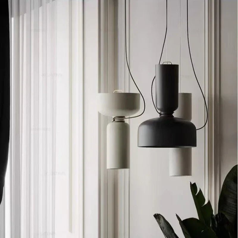 Danish Art Wrought Iron Pendant Light in Black or White - Decorbites