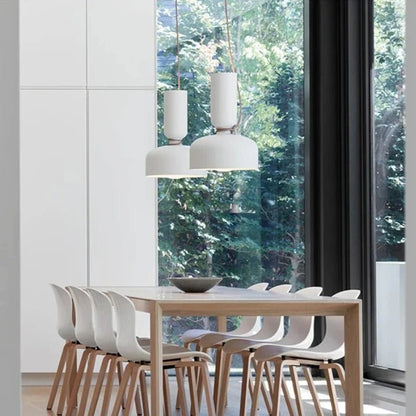 Danish Art Wrought Iron Pendant Light in Black or White - Decorbites
