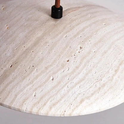 Danish cream stone and wood pendant lamp featuring a round off-white cream stone with textured surface for bedroom decorbites cream stone