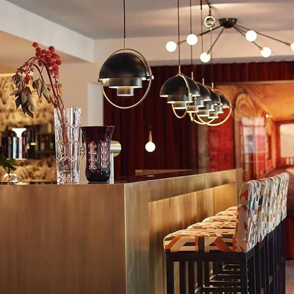Danish Iron And Glass Pendant Light in Gold or Chrome - Decorbites