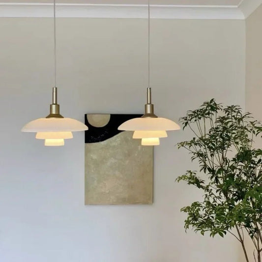 Danish Three-Layer Dish Glass Pendant Light - Decorbites