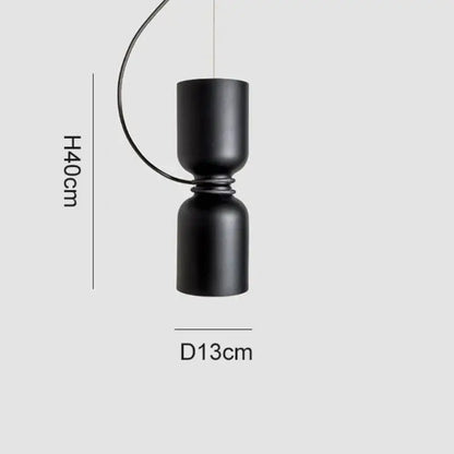 Black matte Danish wrought iron pendant light with ceramic sections and led bulb for modern kitchen use